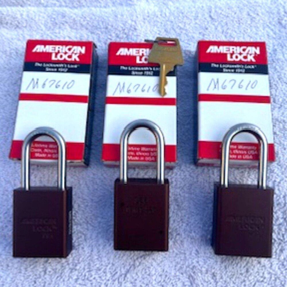 American Lock {3} Pack Padlocks With 1 1/2" Solid Aluminum Body 1 1/2" Shackle